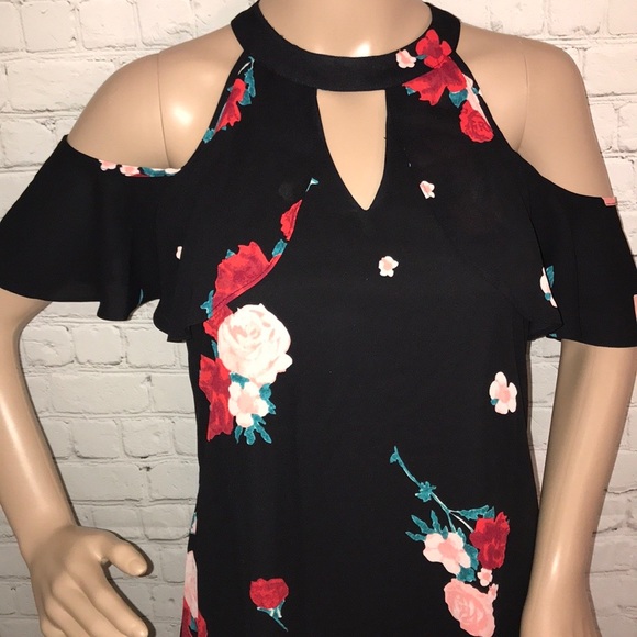 Candies cold shoulder dress roses NWT JXS - Picture 2 of 8
